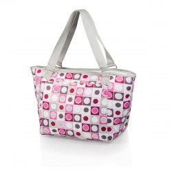 Custom Logo Topanga Canvas Cooler Tote Bag w/ Pocket - Pink Geo (24 Can Capacity)