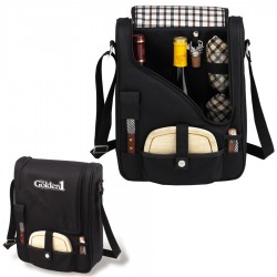 Custom Logo London Two Bottle Wine & Cheese Cooler with Glasses Custom Logo London Two Bottle Wine & Cheese Cooler with Glasses